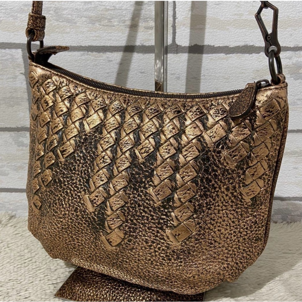 ‼️SOLD‼️ BOTTEGA VENETA Bronze Metallic Shoulder Bag Intrecciato